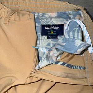 Chubbies Khaki Mens Pants Size Small Elastic Waist Tropical Print Lined